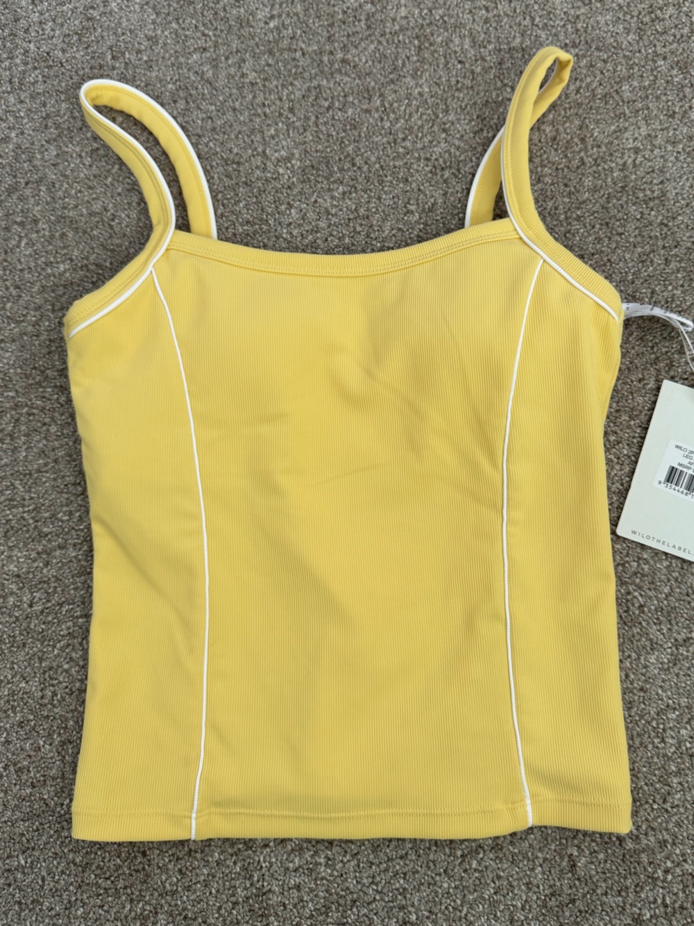 NWT New Wilo Women’s Butter Yellow Workout Tank Top Sz S